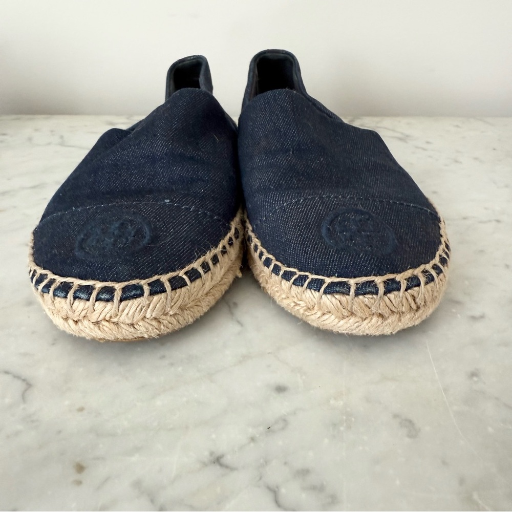 Tory Burch Dark Blue Denim Flat Espadrille size 8 - Picture 6 of 8